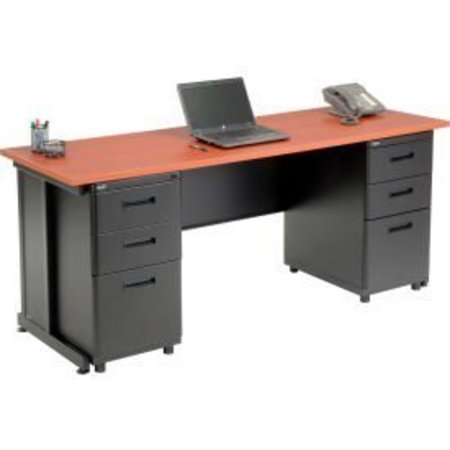 GLOBAL EQUIPMENT Interion    Office Desk with 6 drawers - 72" x 24" - Cherry 670076CH